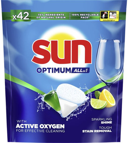 Sun - Vaatwascapsules - Optimum All-in 1 - Citroen - een capsule met Active Oxygen - 42 Vaatwastabletten
