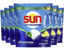 Sun Vaatwastabletten Optimum All-in-1 Citroen - 6 x 42 stuks - Voordeelverpakking