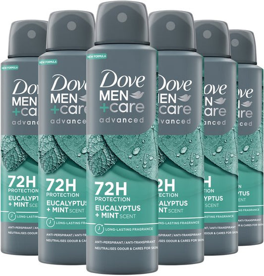 Dove Men+Care Advanced Anti-Transpirant Deodorant Spray - Eucalyptus + Mint - neutraliseert geurtjes en verzorgt je huid - 6 x 150 ml