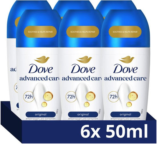DOVE Advanced Care Anti-Transpirant Deodorant Roller - Original - bevat Pro-Ceramide technologie die de huid kalmeert en helpt herstellen - 6 x 50 ml