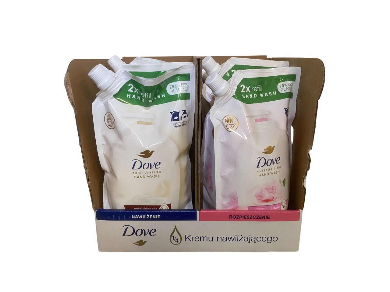 Dove - Display - Handzeep - 2 Assortimenten - Renewing Care & Nourishing Silk - 8 Stuks