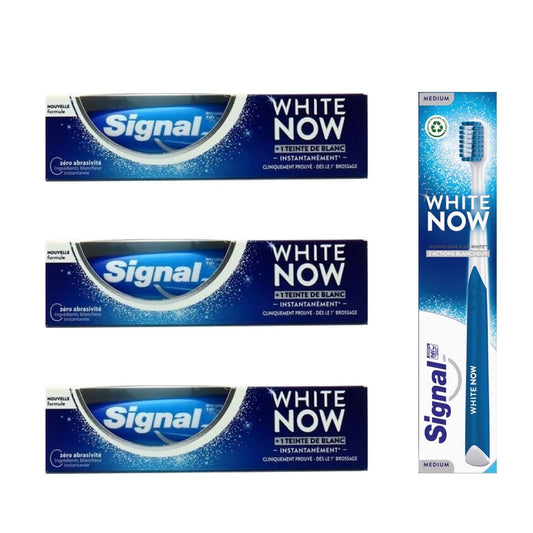 Signal White Now - Geschenkset - 3xTandpasta + 1xTandenborstel - 2 Assortimenten - 4 Stuks