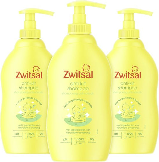 Zwitsal Baby Anti-Klit Shampoo - 3 x 400 ml - Voordeelverpakking