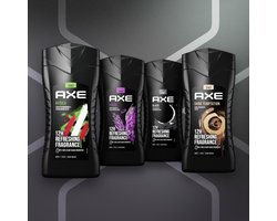 AXE 3-in-1 Douchegels - Africa + Black + Dark Temptation + Excite - vier onweerstaanbare geuren samen in een voordeelverpakking - 4 x 250 ml
