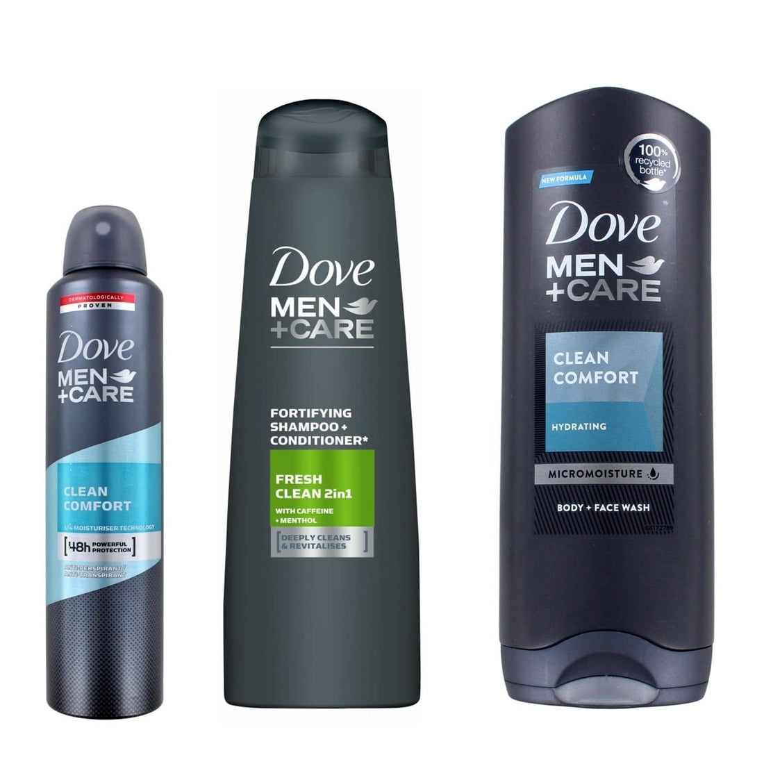 Dove Men+Care - Geschenkset - Deodorant - Douchegel - Shampoo - 3 Assortiment - 3 Stuks