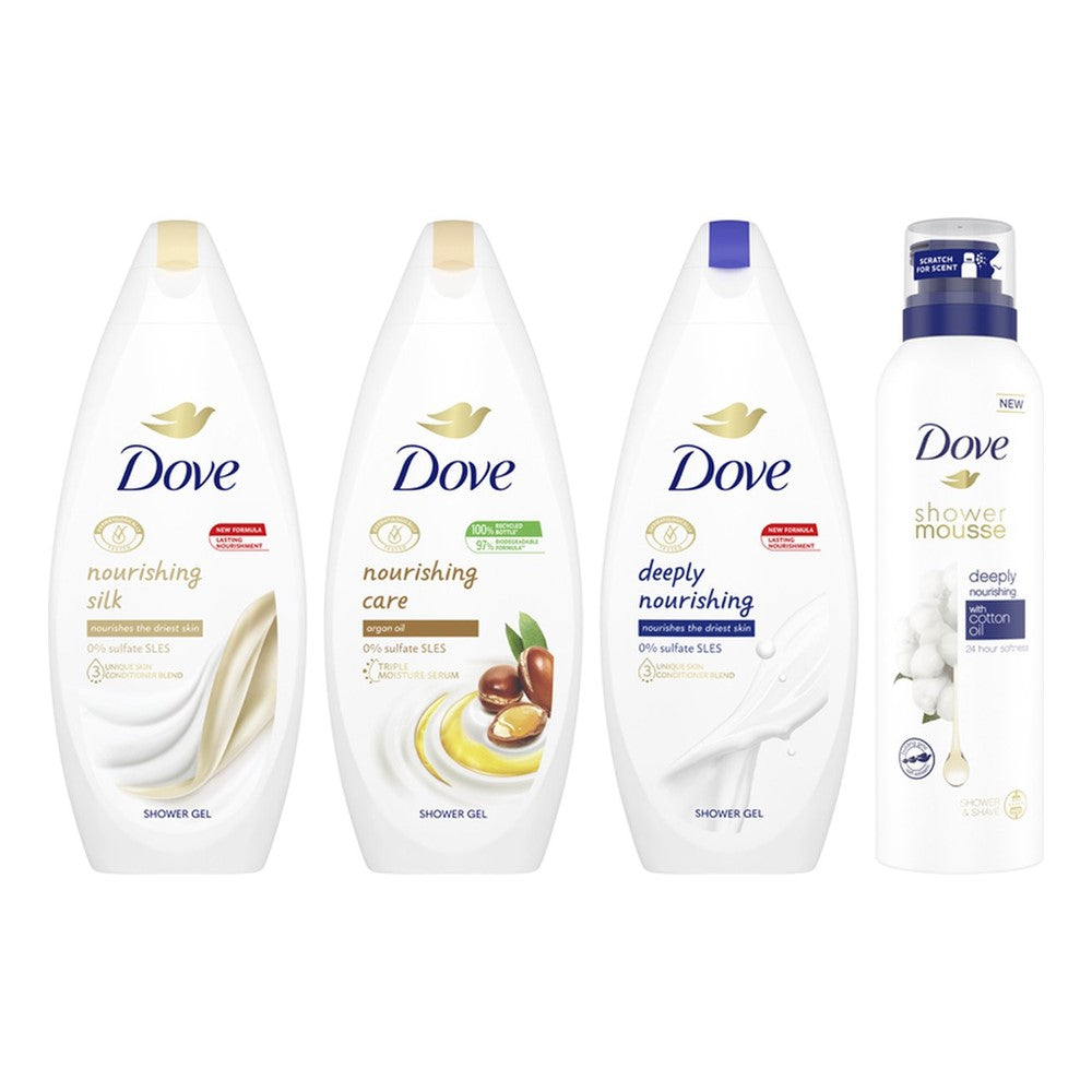 Dove - Douchegel - Gemengde Doos - Douchegel + Doucheschuim - 4 Assortimenten - 4 Stuks