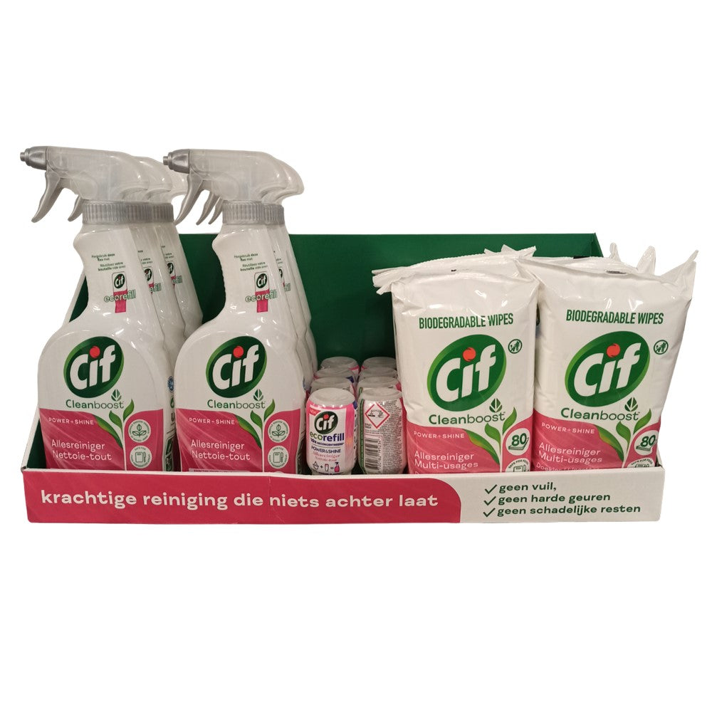 Cif - Display - Allesreiniger - Spray + Navulling + Doekjes - 3 Assortimenten - 20 Stuks