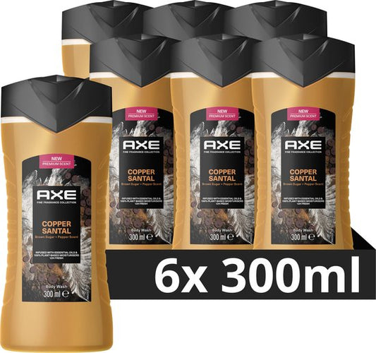 AXE Fine Fragrance Collection Copper Santal Douchegel - 6 x 300 ml - Voordeelverpakking