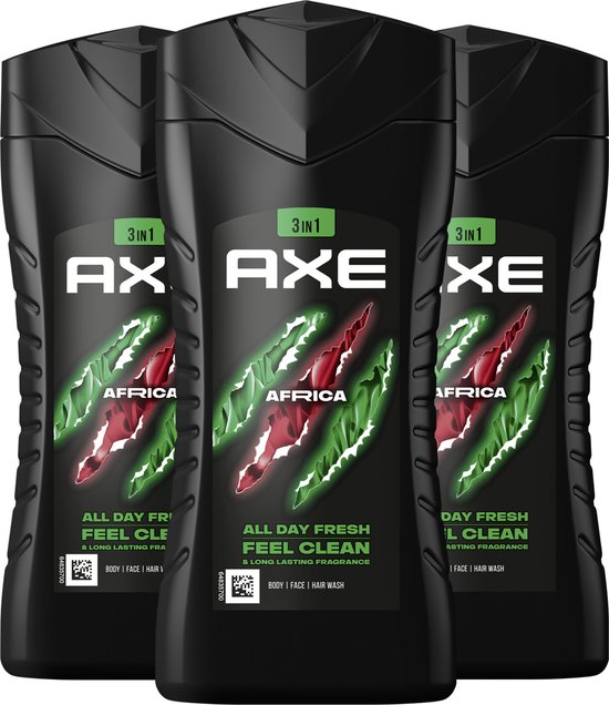 Axe 3-in-1 Douchegel - Africa - 3 x 250 ml - Voordeelverpakking