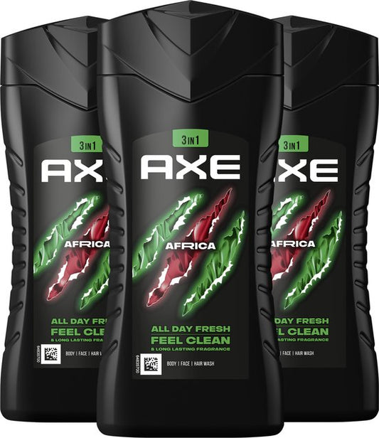 Axe 3-in-1 Douchegel - Africa - 3 x 250 ml - Voordeelverpakking
