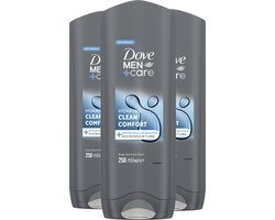 Dove Men+Care Clean Comfort 3-in-1 Douchegel - 3 x 250 ml - Voordeelverpakking
