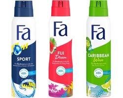 FA Deodorant Mix Pakket - 1x Fa Sport - 1x Fa Fiji - 1x Fa Caribbean
