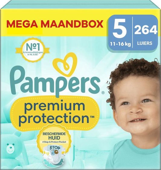 Pampers - Premium Protection - Maat 5 - Mega Maandbox - 264 luiers - 11/16 KG