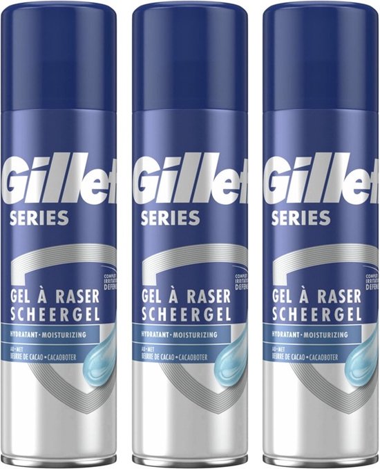 Gillette Scheergel - Series Moisturizing - Cacaoboter - 3 x 200 ml