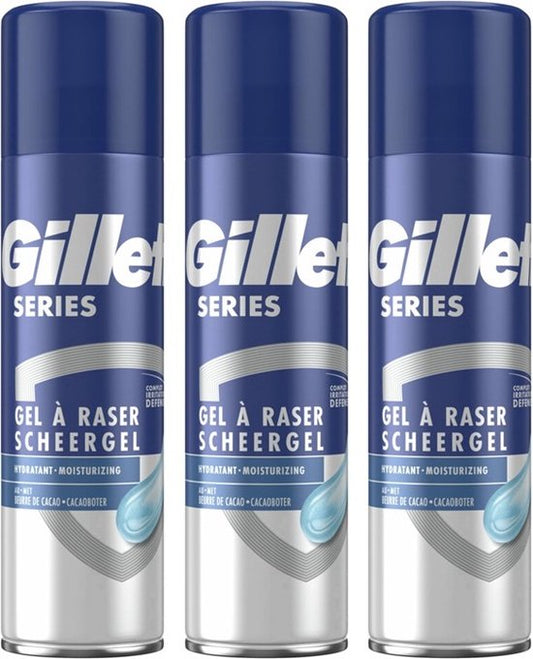 Gillette Scheergel - Series Moisturizing - Cacaoboter - 3 x 200 ml