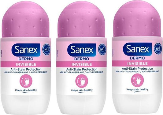 Sanex - Deodorant - Roller - pH Balance Dermo - Invisible - 50ml x 3