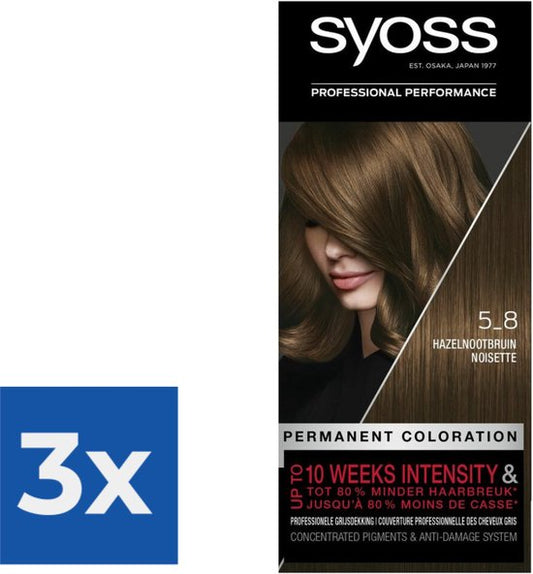 Syoss - Haarverf - 5_8 - Hazelnootbruin - 115ml x 3