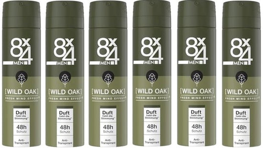 8x4 Deodorant Spray No 8 Wild Oak 150 ml - Voordeelverpakking 6 stuks