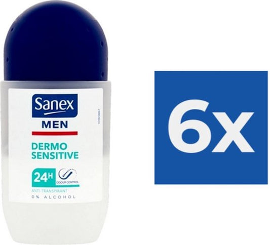 Sanex Men - Deodorant - Roller - Dermo Sensitive - 50ml x 6