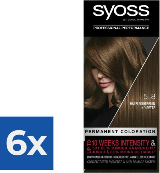Syoss - Haarverf - 5_8 - Hazelnootbruin - 115ml x 6