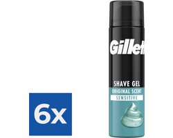 Gillette Gevoelige Huid Scheergel Basic 200 ml - Voordeelverpakking 6 stuks