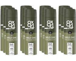 8x4 Deodorant Spray No 8 Wild Oak 150 ml - Voordeelverpakking 12 stuks