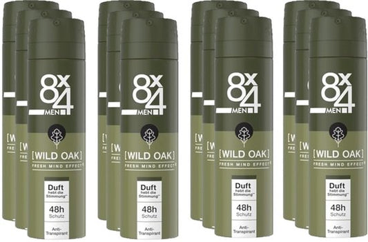 8x4 Deodorant Spray No 8 Wild Oak 150 ml - Voordeelverpakking 12 stuks