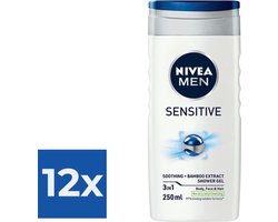 NIVEA Men Sensitive Douchegel - 250ml - Voordeelverpakking 12 stuks