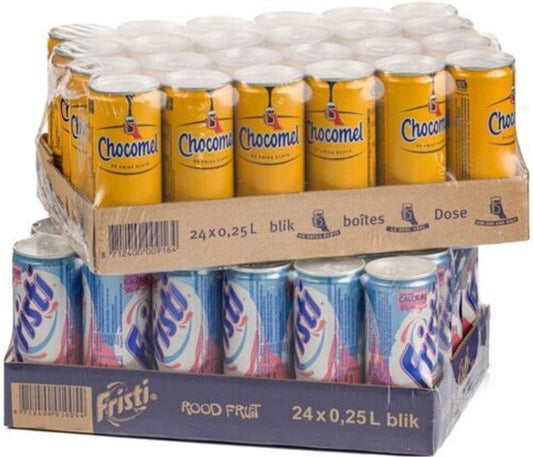 Fristi en Chocomel - Rood fruit en Vol blikje - 24x 250ml