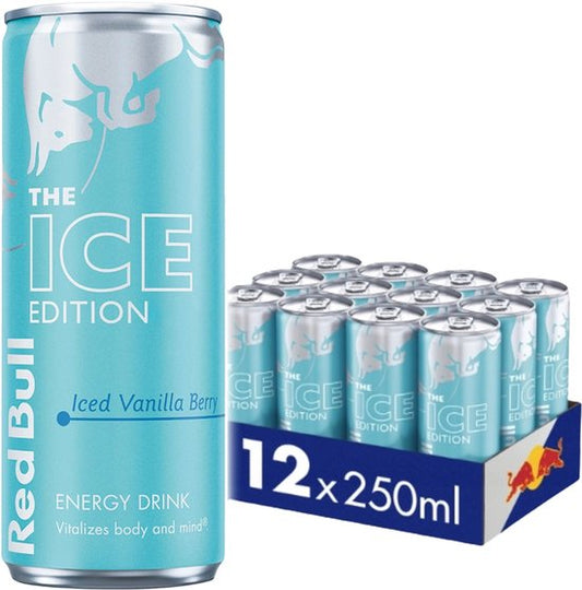 Red Bull Winter Edition - Iced Vanilla Berry smaak energy drink - 12 x 0,25L
