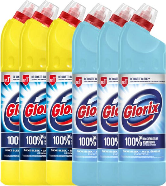 Glorix Bleek Original & Eucalyptus - 6 Stuks - Voordeelverpakking