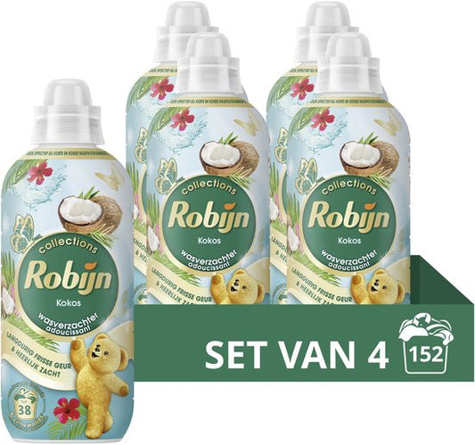 Robijn Collections Wasverzachter - Kokos - 4 x 38 wasbeurten - Voordeelverpakking
