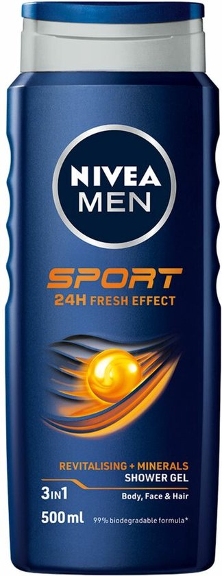 NIVEA Men Douchegel Sport - 3 x 500 ml - Voordeelverpakking