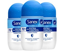 Sanex Deo Roller Dermo Extra Control - 3 x 50 ml - Anti Irritatie - 72H Formule - Anti Perspirant