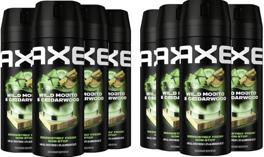Axe Deo Spray - Wild Green Mojito + Cedarwood - 8 x 150 ml