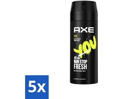 5 x Axe Deodorant Bodyspray You 150 ml - Deodorant - Bodyspray - Geur - 48 Uur Bescherming - Amber