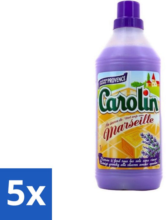 5 x Carolin - Marseille Provence - Vloerreinigingsmiddel - Tegelreiniger - 1 L - Vloerreiniger - Tegelreiniger - Marseillezeep - Provence - Vloer Reinigen