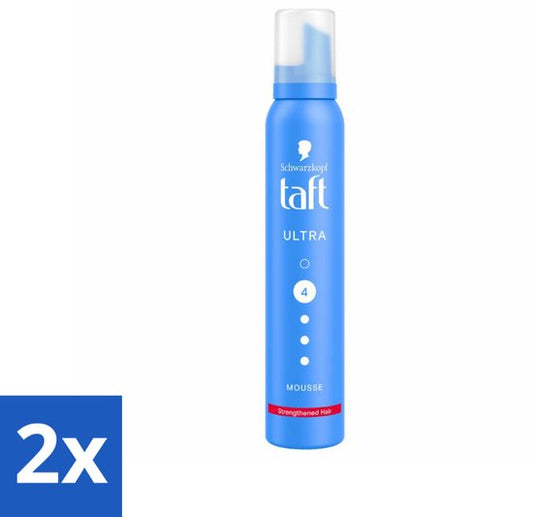 2 x Taft - Haarmousse - Ultra 4 - Volumineuze fixatie - 200 ml - Haar Mousse - Volume Mousse - Sterke Fixatie - Haar Styling - Hittebescherming