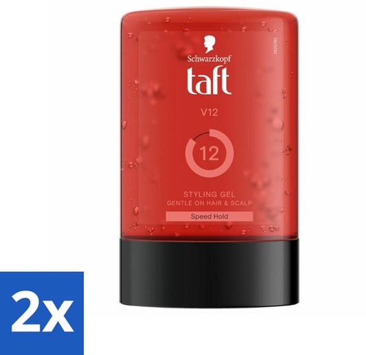 2 x Taft - V12 - Styling Gel - Supersnelle hold - 300 ml - Styling Gel - Taft V12 - Snel Drogend - Sterke Hold - Vegan Styling Gel