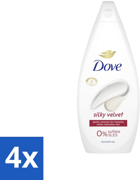 4 x Dove Douchecrème - Silky Velvet - 720 ml - Douchegel - Dove - Silky Velvet - Droge Huid - Milde Reiniging