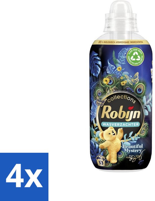 4 x Robijn - Beautiful Mystery - Wasverzachter - 33 Wasbeurten - Wasverzachter - Wasmiddel - Geur - Fris - Zachtheid
