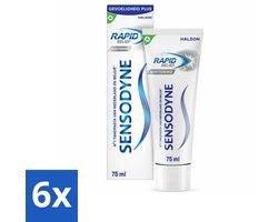 6 x Sensodyne - Tandpasta - Rapid Relief Whitening - Snelle Gevoeligheidsverlichting - 75 ml - Gevoelige Tanden - Tandpasta - Snelle Verlichting - Tandbleaching - Wittere Tanden
