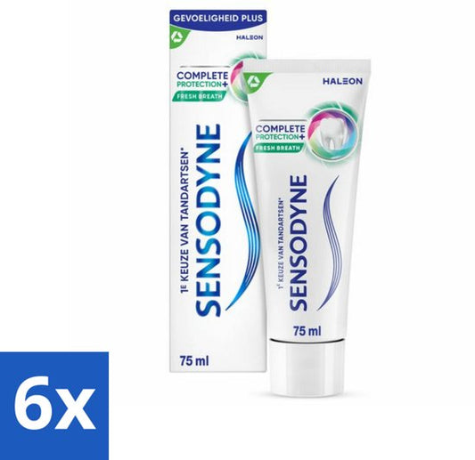 6 x Sensodyne - Tandpasta - Complete Protection + Fresh Breath - Frisse Adem - 75 ml - Tandpasta Gevoelige Tanden - Tandpasta Frisse Adem - Sensodyne - Mondverzorging - Gevoelige Tanden
