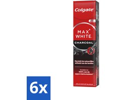 6 x Colgate - Tandpasta - Max White - Charcoal - 75 ml - Tandpasta - Wittere Tanden - Actieve Houtskool - Mineraal - Poetsbeurt