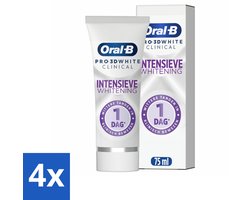 4 x Oral-B - Pro 3D White Clinical – Tandpasta – Radiant White – 75 ml - Tandpasta - Tandsteen - Tandplak - Reinigingskristallen - Zink