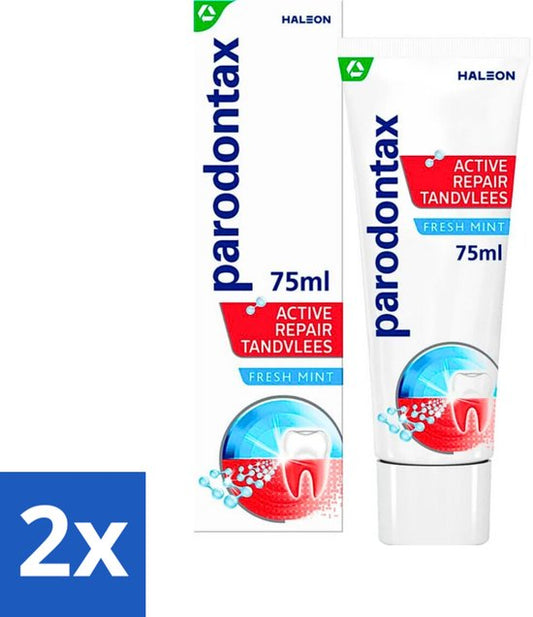 2 x Paradontax - Tandpasta - Active Repair Tandvlees - Fresh Mint - 75ml - Tandvlees Herstellen - Tandvlees Beschermen - Tandvleesproblemen - Tandpasta - Active Repair