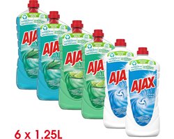 Ajax Allesreiniger Limoen 2 x 1.25L + Eucalyptus 2 x 1.25L + Fris 2 x 1.25L - Voordeelverpakking