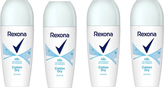 Rexona - Deoroller - Cotton Dry - Anti Perspirant - Anti Transpirant - 50 ml - 48 HR - Voordeelverpakking 4 x 50 ml