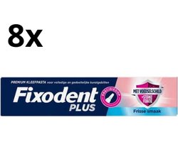 Fixodent Plus Kleefpasta voor Kunstgebit – Fris met Voedselschild - 8 x 40 gram - Voordeelverpakking