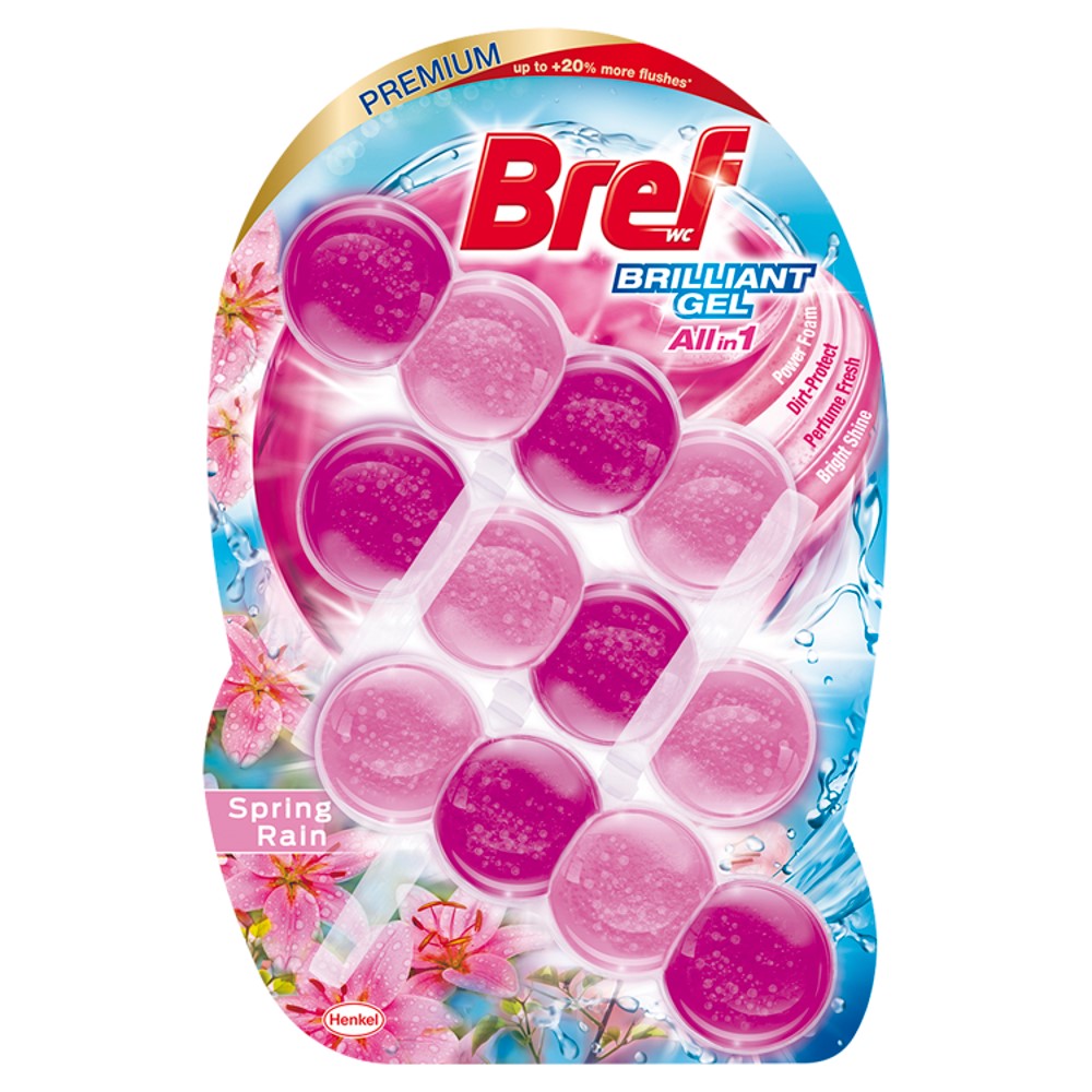 Bref - Toiletblok - All-in 1 - Brilliant Gel - Spring Rain - 3x42g